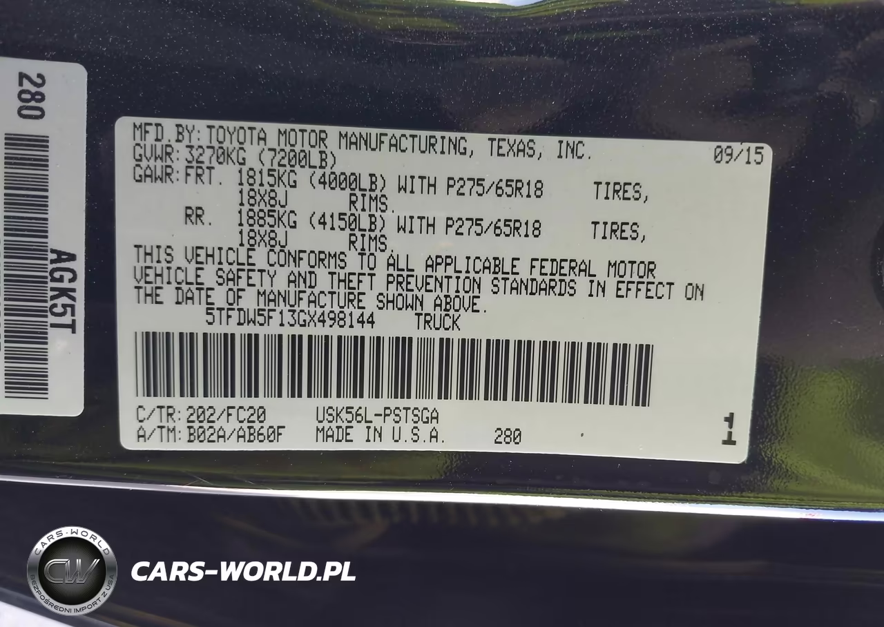 2016 Toyota Tundra Sr5 5.7L V8 VIN:5TFDW5F13GX498144 - 9