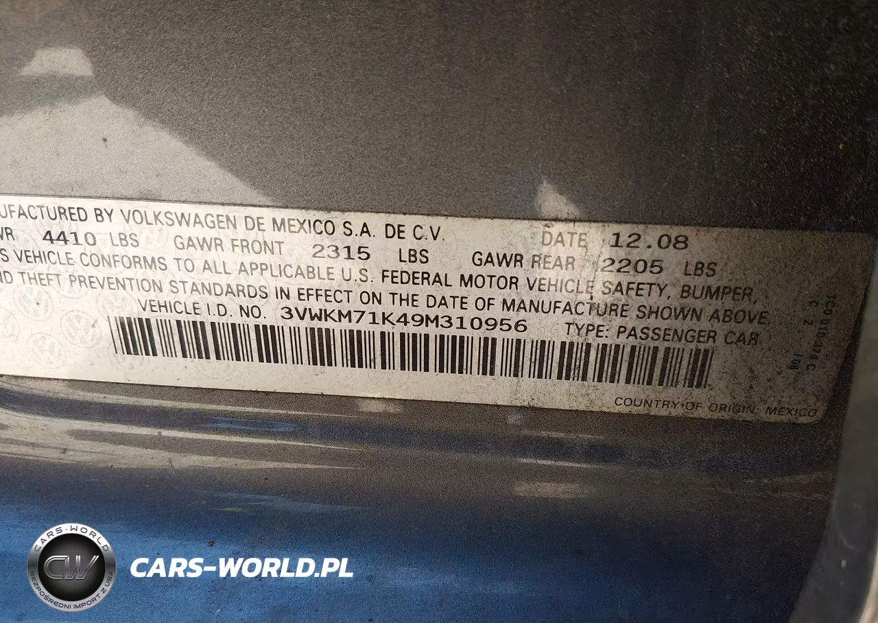 2009 Volkswagen Jetta 2.5L S VIN:3VWKM71K49M310956 - 9