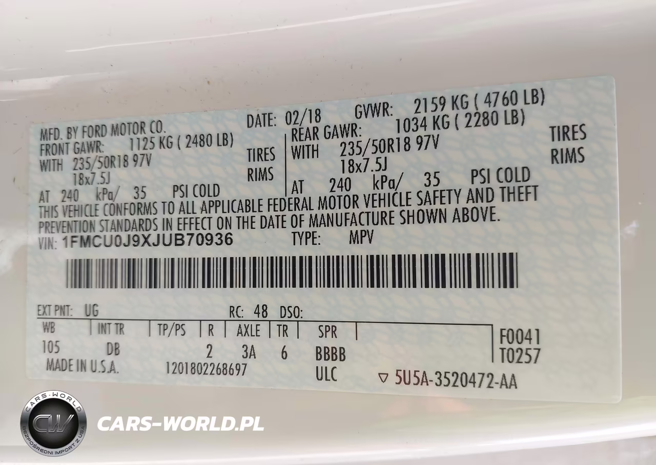2018 Ford Escape Titanium VIN:1FMCU0J9XJUB70936 - 9
