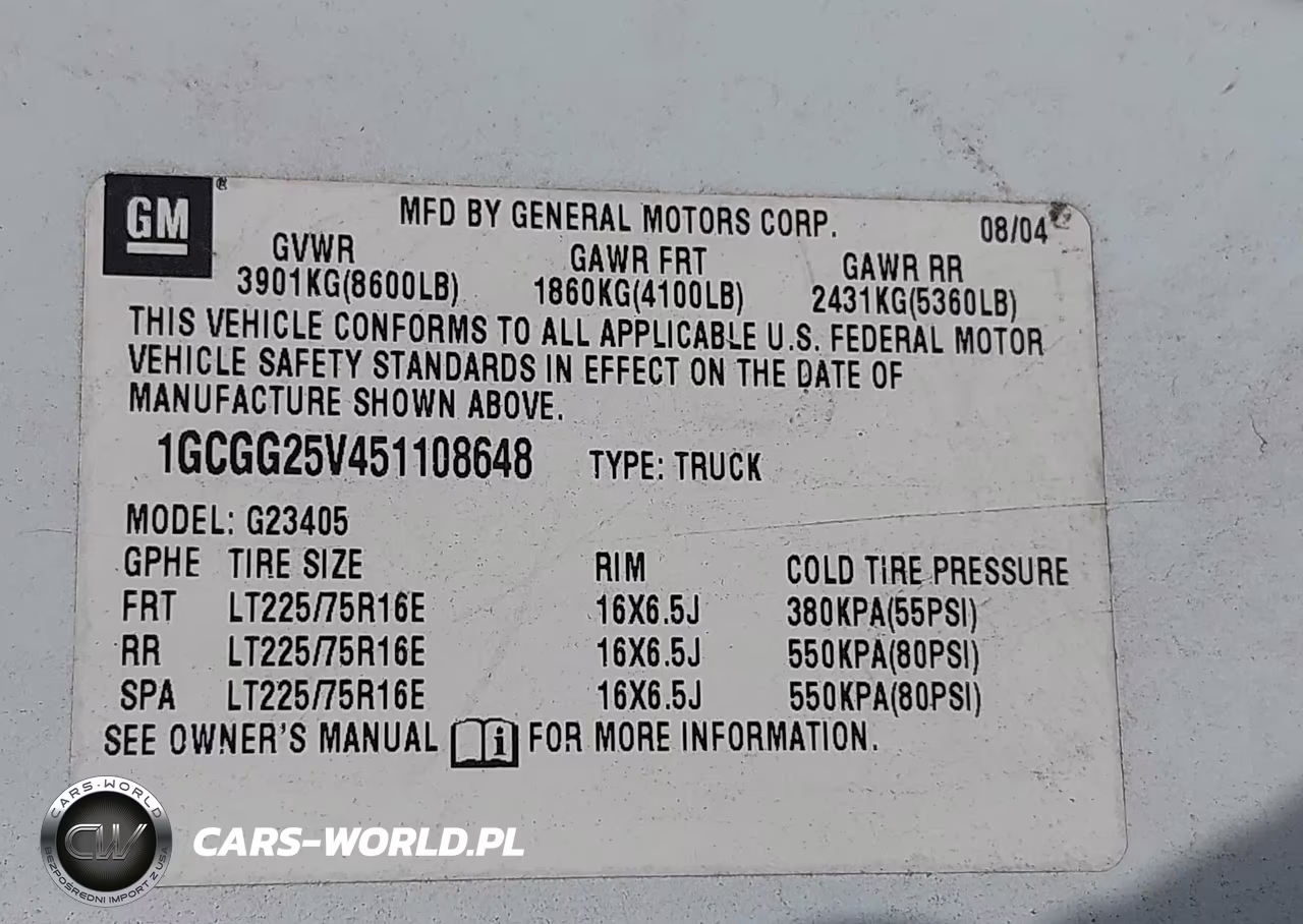 2005 Chevrolet Express VIN:1GCGG25V451108648 - 9