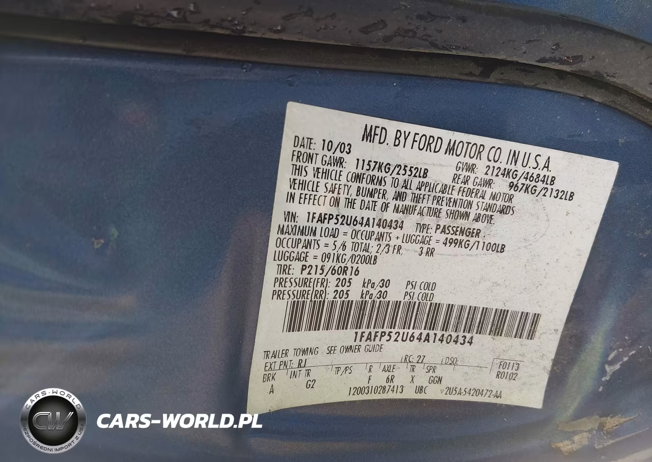 2004 Ford Taurus Lx VIN:1FAFP52U64A140434 - 9