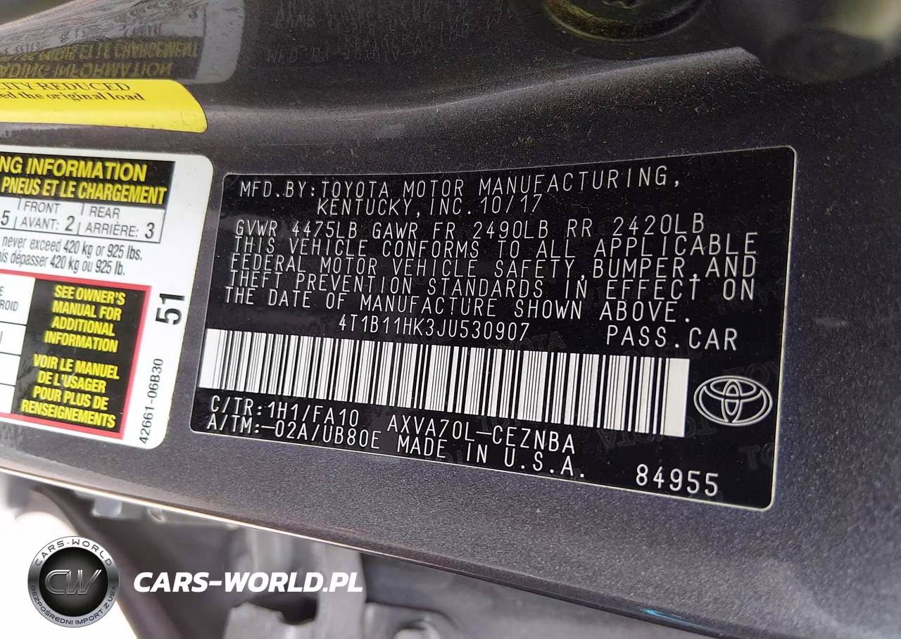 2018 Toyota Camry Le VIN:4T1B11HK3JU530907 - 9