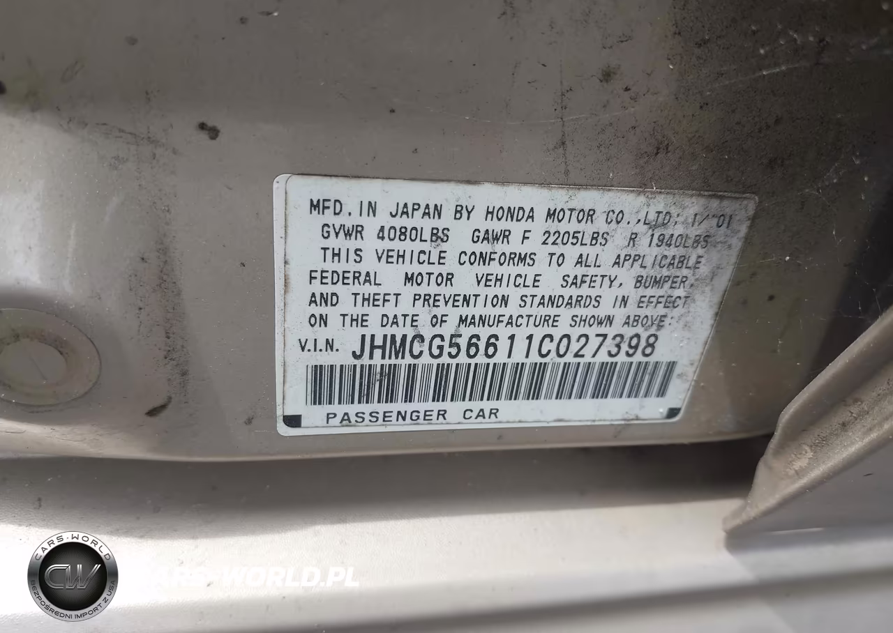 2001 Honda Accord 2.3 Ex VIN:JHMCG56611C027398 - 9