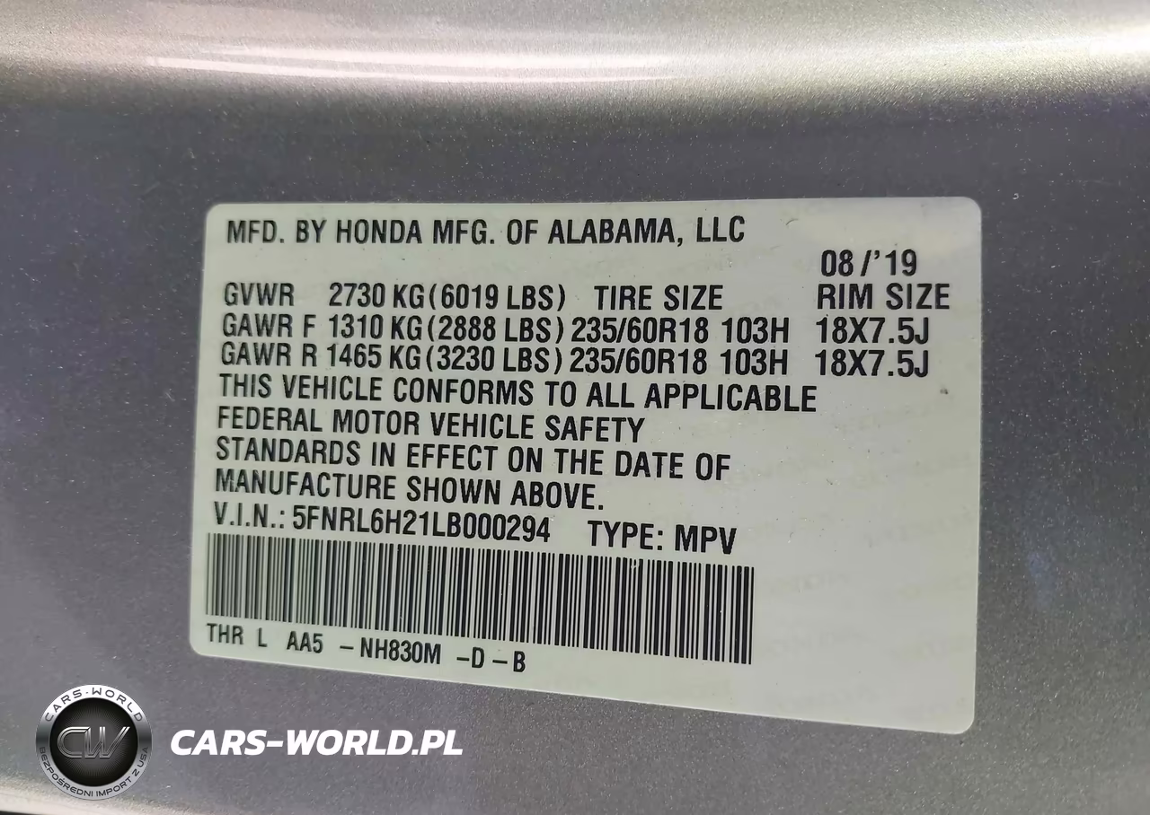 2020 Honda Odyssey Lx VIN:5FNRL6H21LB000294 - 9