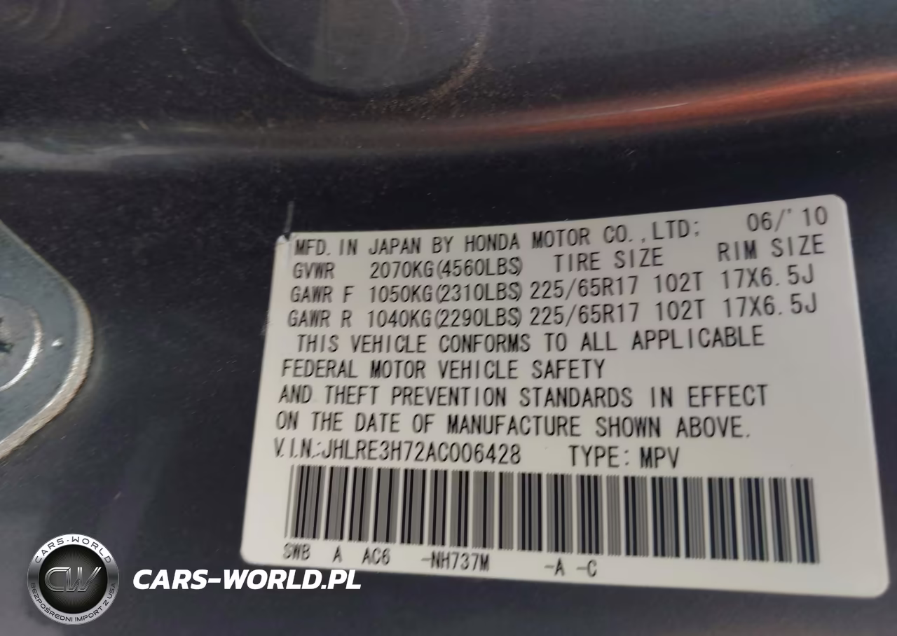 2010 Honda Cr-V Ex-L VIN:JHLRE3H72AC006428 - 9