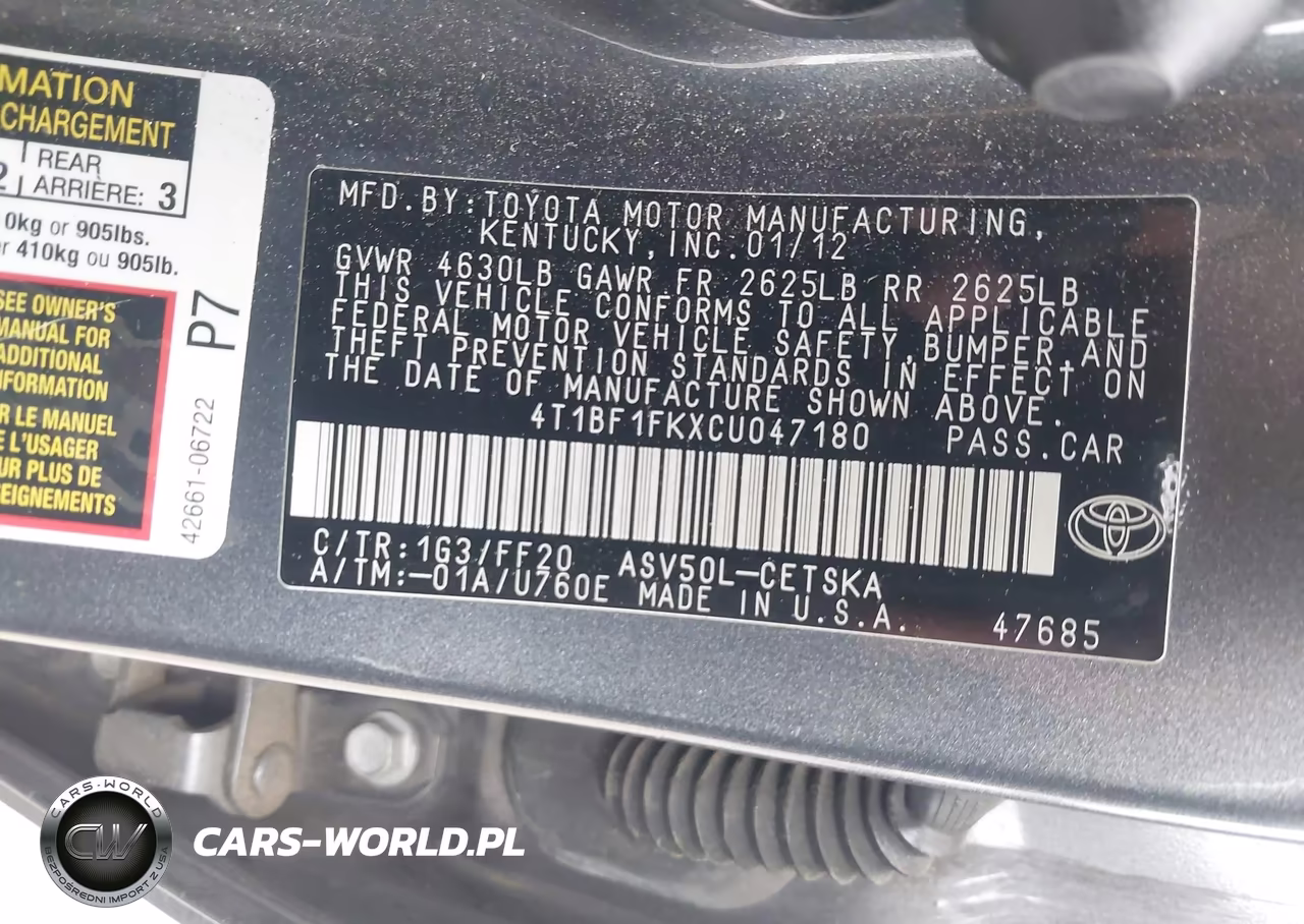 2012 Toyota Camry Se VIN:4T1BF1FKXCU047180 - 9