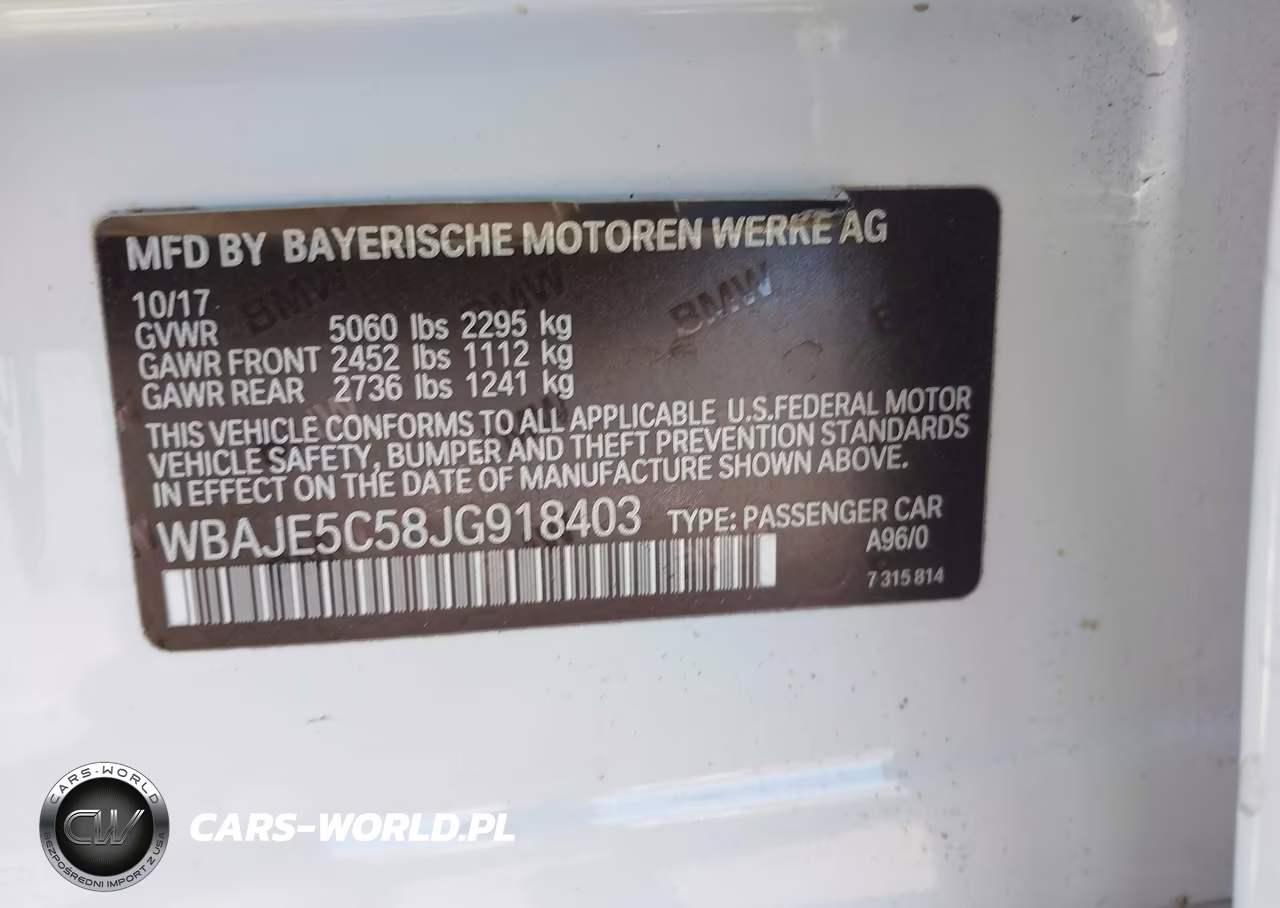 2018 BMW 540I VIN:WBAJE5C58JG918403 - 9
