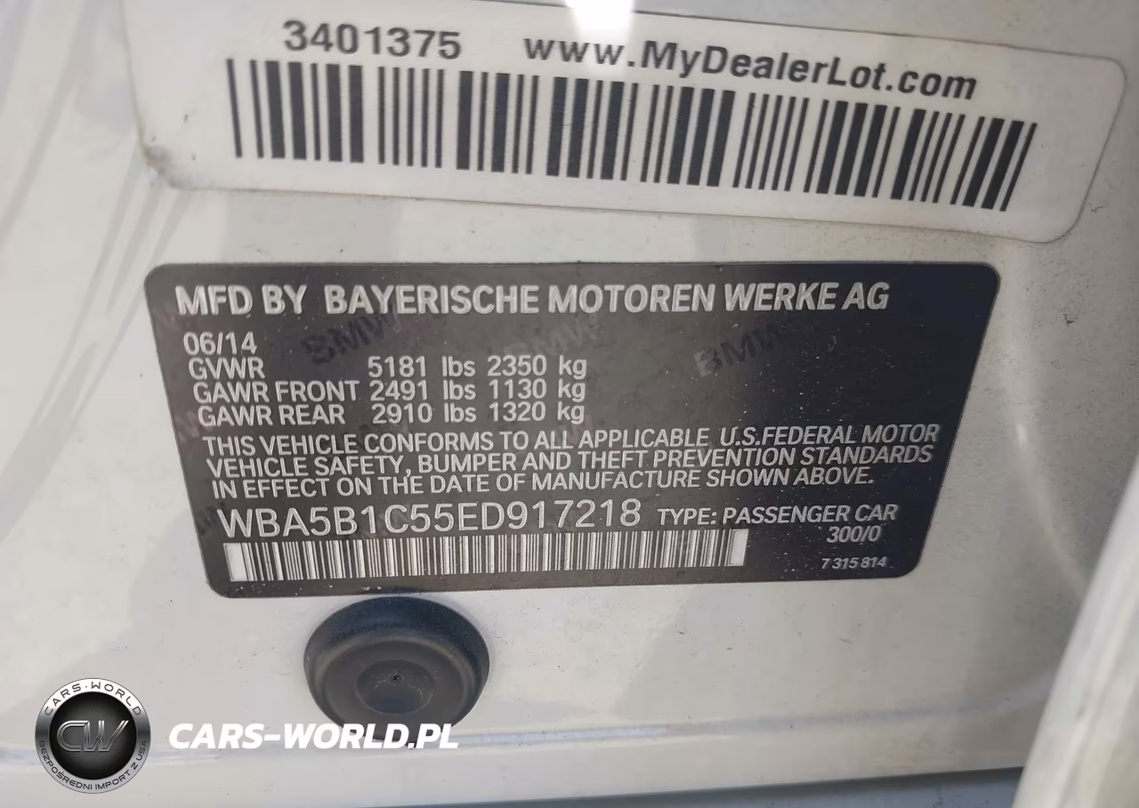 2014 BMW 535I VIN:WBA5B1C55ED917218 - 9