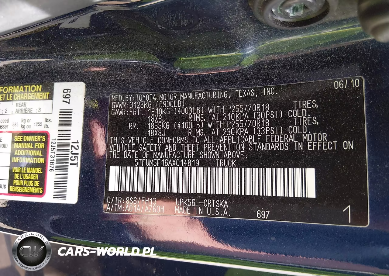 2010 Toyota Tundra Grade 4.6L V8 VIN:5TFUM5F16AX014819 - 9