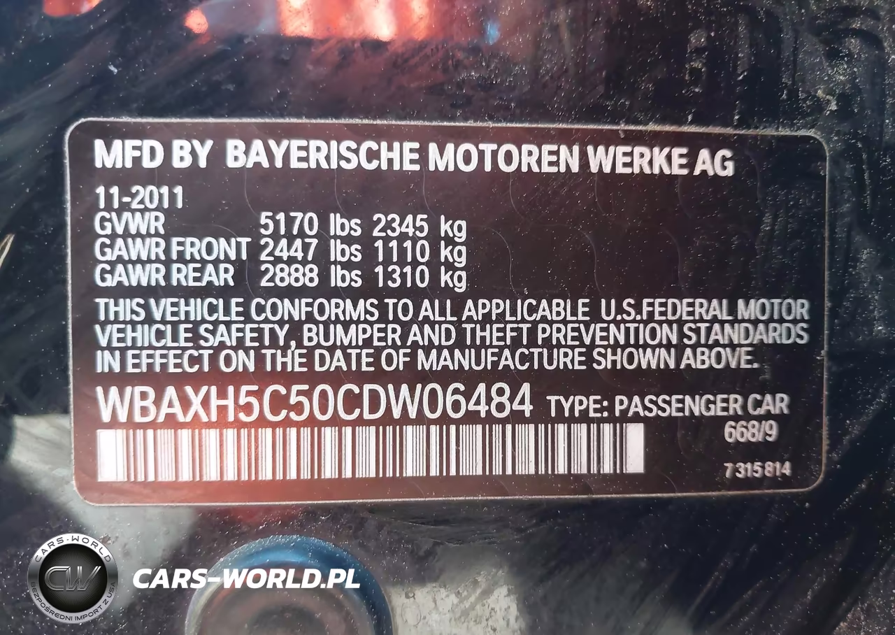 2012 BMW 528I xDrive VIN:WBAXH5C50CDW06484 - 9