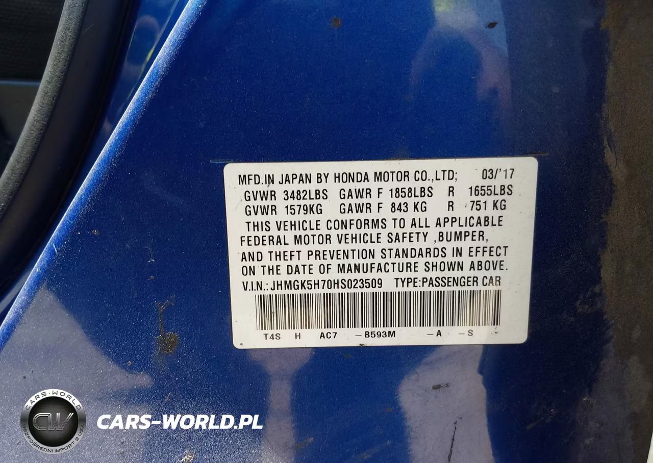 2017 Honda Fit Ex VIN:JHMGK5H70HS023509 - 9
