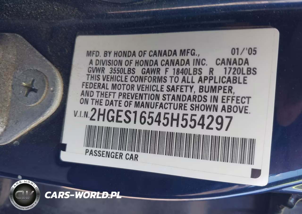 2005 Honda Civic Lx VIN:2HGES16545H554297 - 9