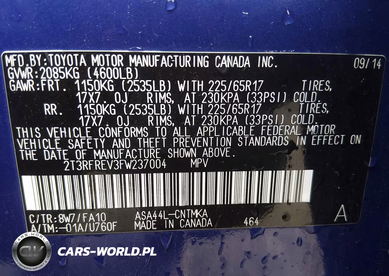 2015 Toyota Rav4 Xle VIN:2T3RFREV3FW237004 - 9