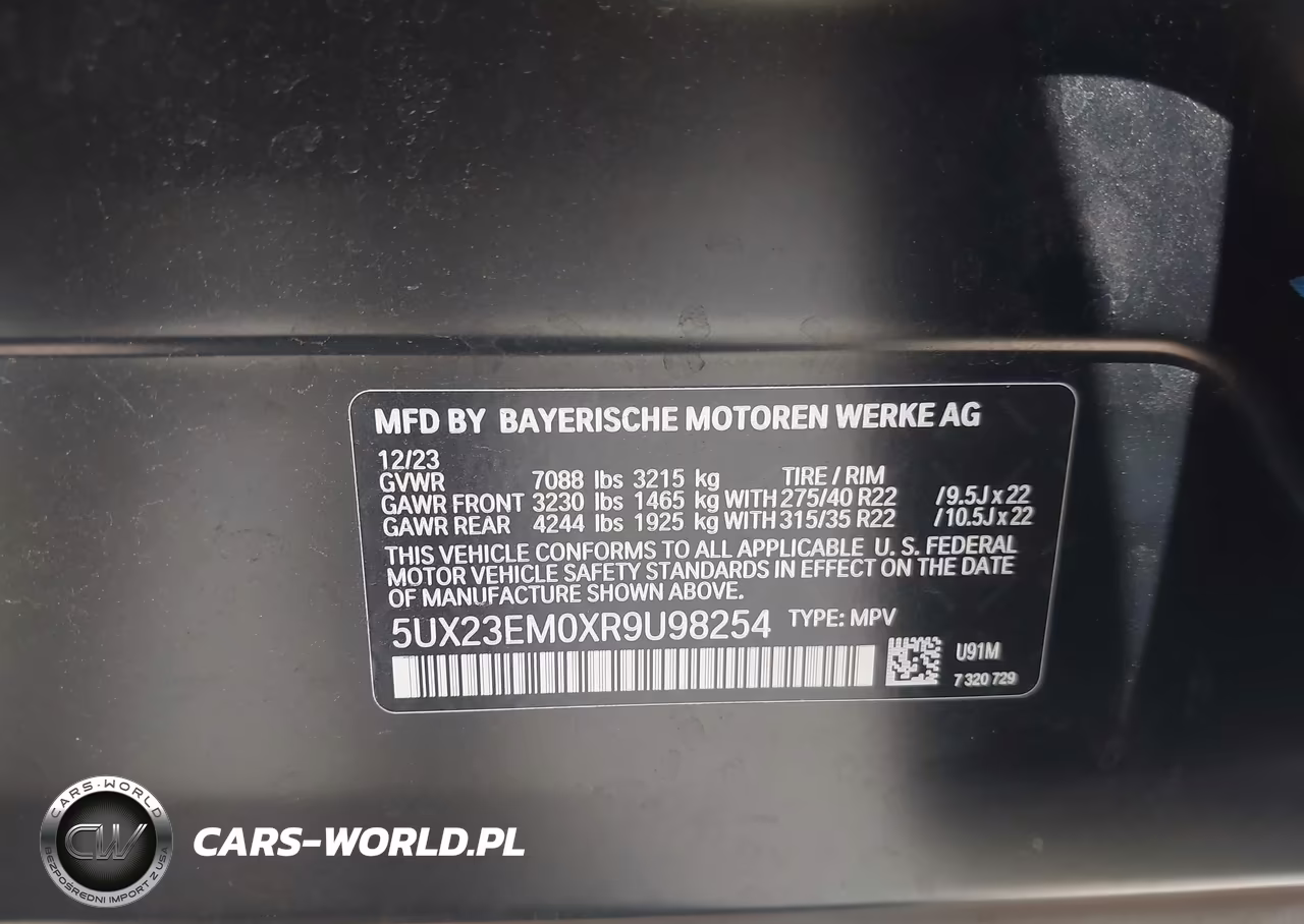 2024 BMW X7 xDrive40I VIN:5UX23EM0XR9U98254 - 9