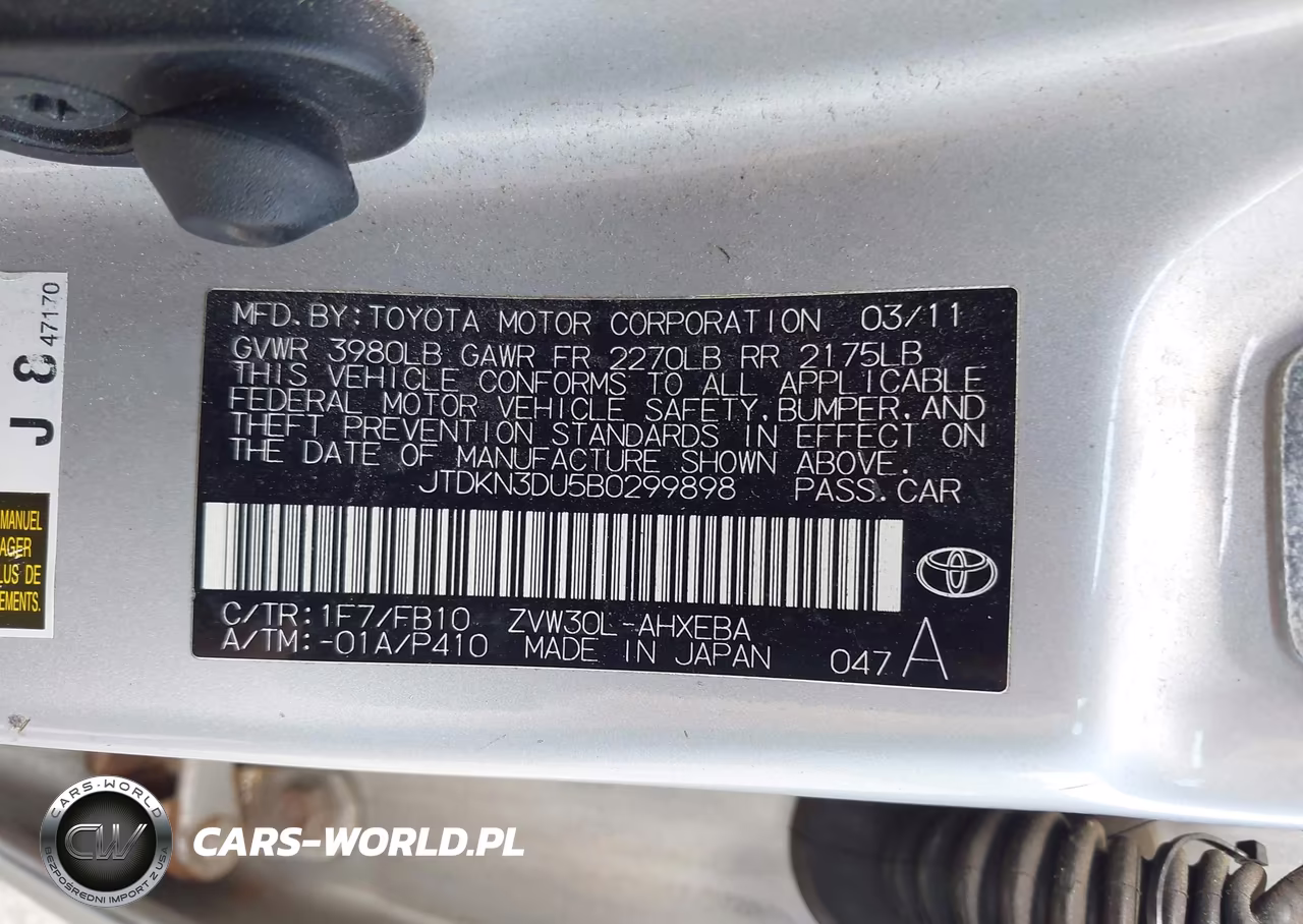 2011 Toyota Prius Two VIN:JTDKN3DU5B0299898 - 9