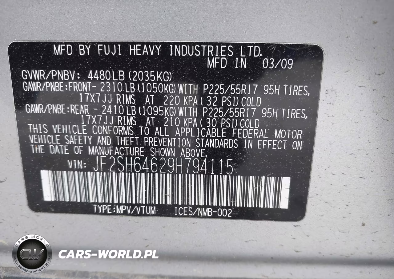 2009 Subaru Forester 2.5X Limited VIN:JF2SH64629H794115 - 9
