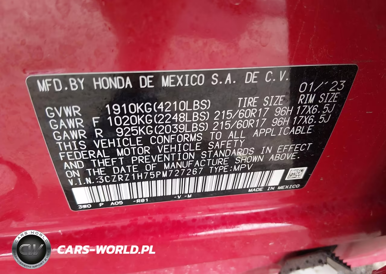 2023 Honda Hr-V 2Wd Ex-L VIN:3CZRZ1H75PM727267 - 9