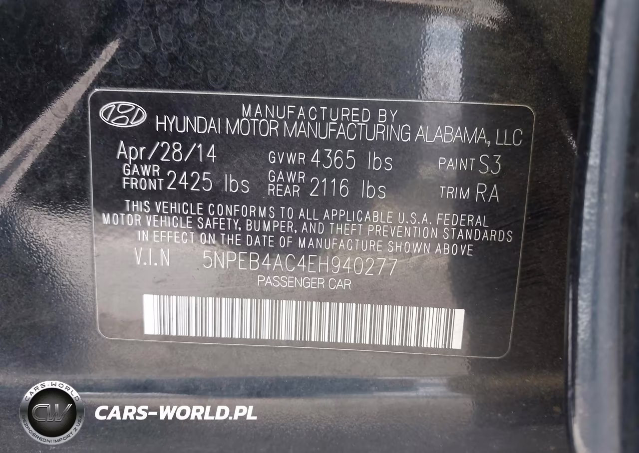 2014 Hyundai Sonata Gls VIN:5NPEB4AC4EH940277 - 9