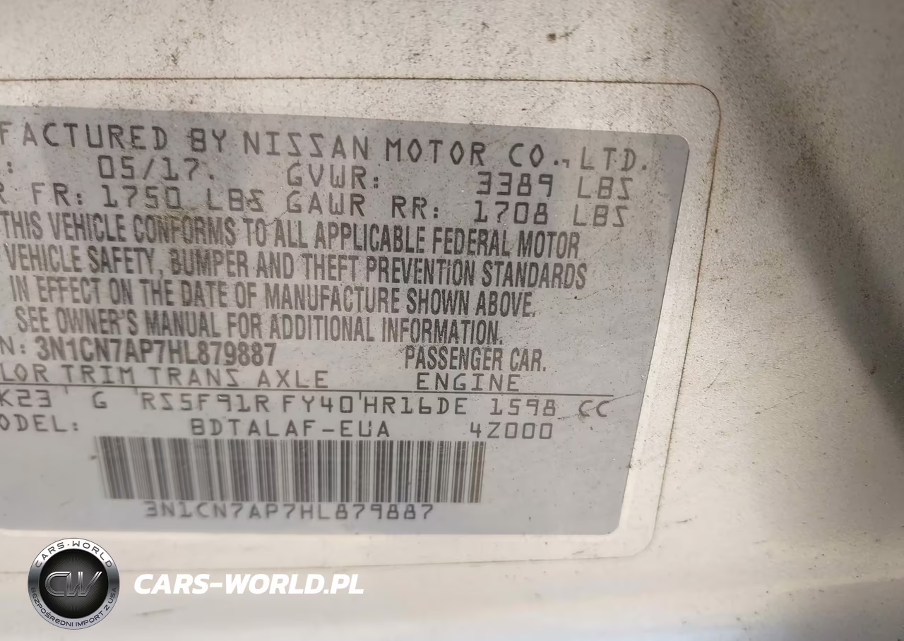 2017 Nissan Versa 1.6 S VIN:3N1CN7AP7HL879887 - 9