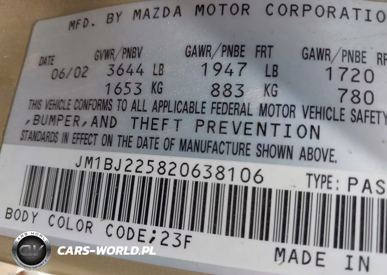 2002 Mazda Protege Dx-Es-Lx VIN:JM1BJ225820638106 - 9