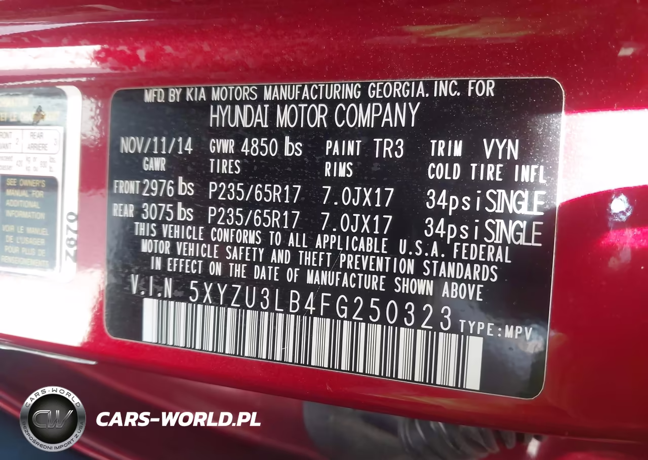 2015 Hyundai Santa Fe Sport 2.4L VIN:5XYZU3LB4FG250323 - 9