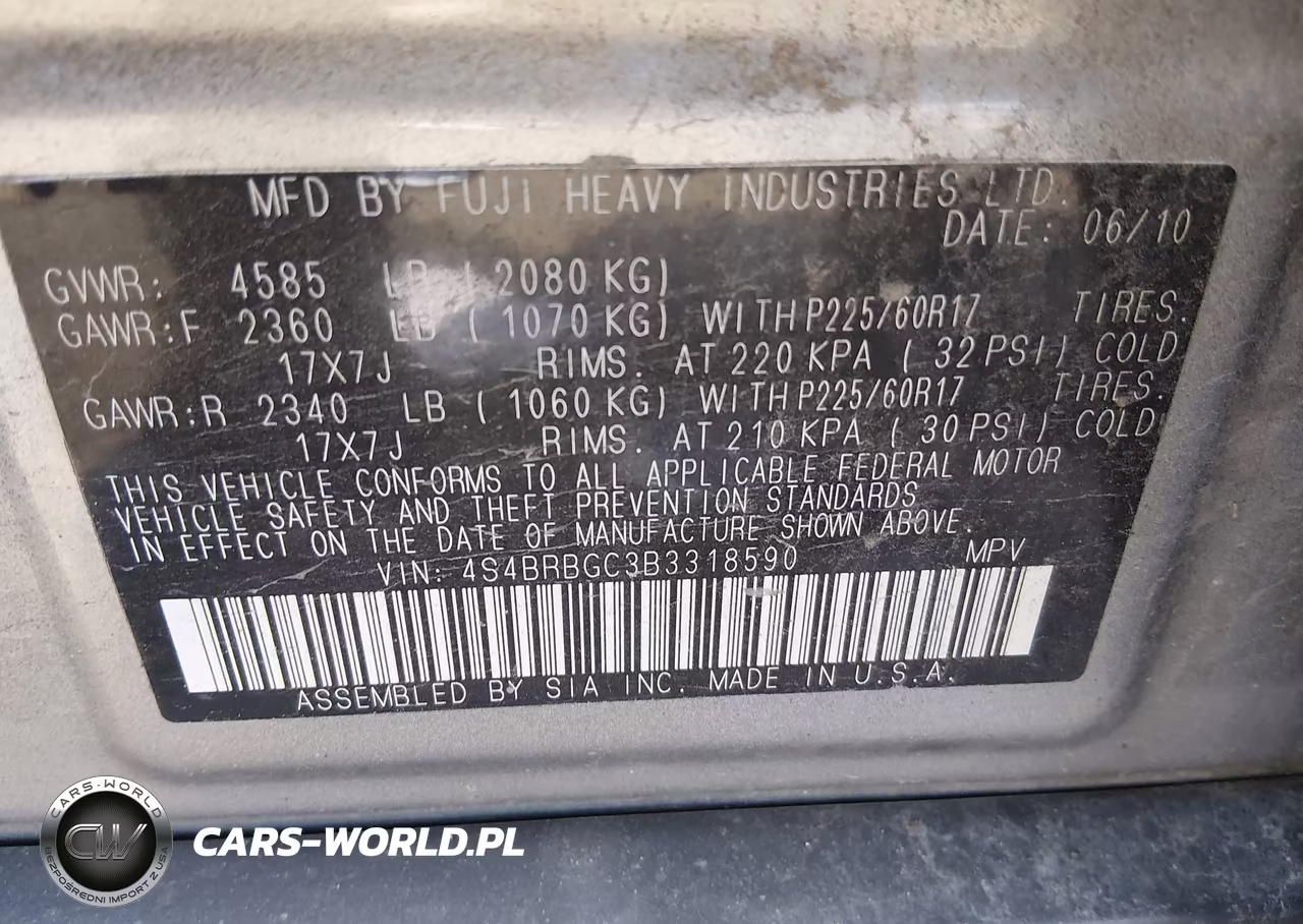 2011 Subaru Outback 2.5I Premium VIN:4S4BRBGC3B3318590 - 9