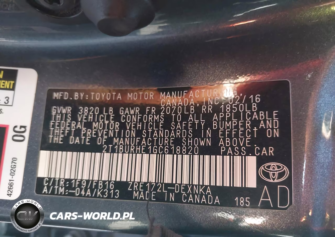 2016 Toyota Corolla Le VIN:2T1BURHE1GC618820 - 9