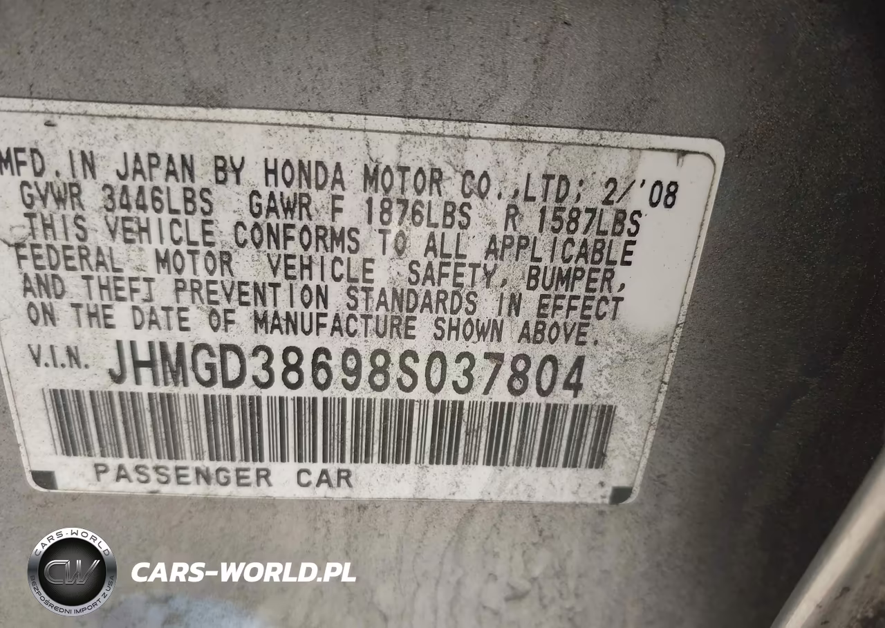 2008 Honda Fit Sport VIN:JHMGD38698S037804 - 9