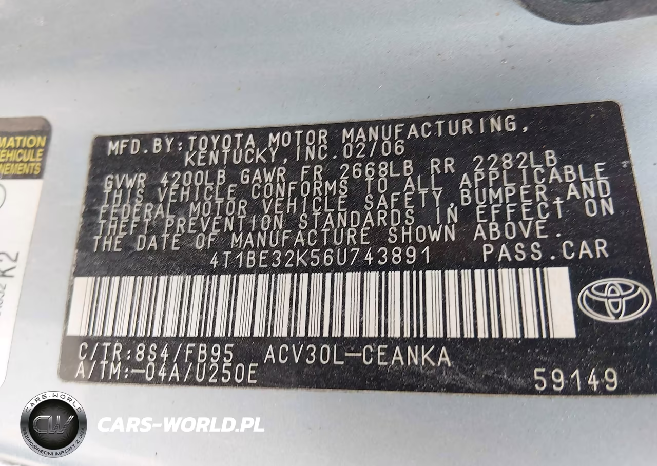 2006 Toyota Camry Le VIN:4T1BE32K56U743891 - 9