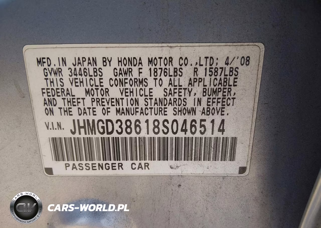 2008 HONDA FIT SPORT VIN:JHMGD38618S046514 - 9