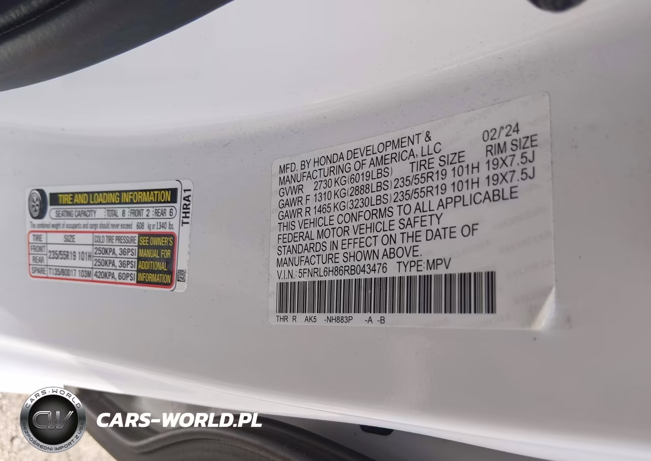 2024 Honda Odyssey Touring VIN:5FNRL6H86RB043476 - 9