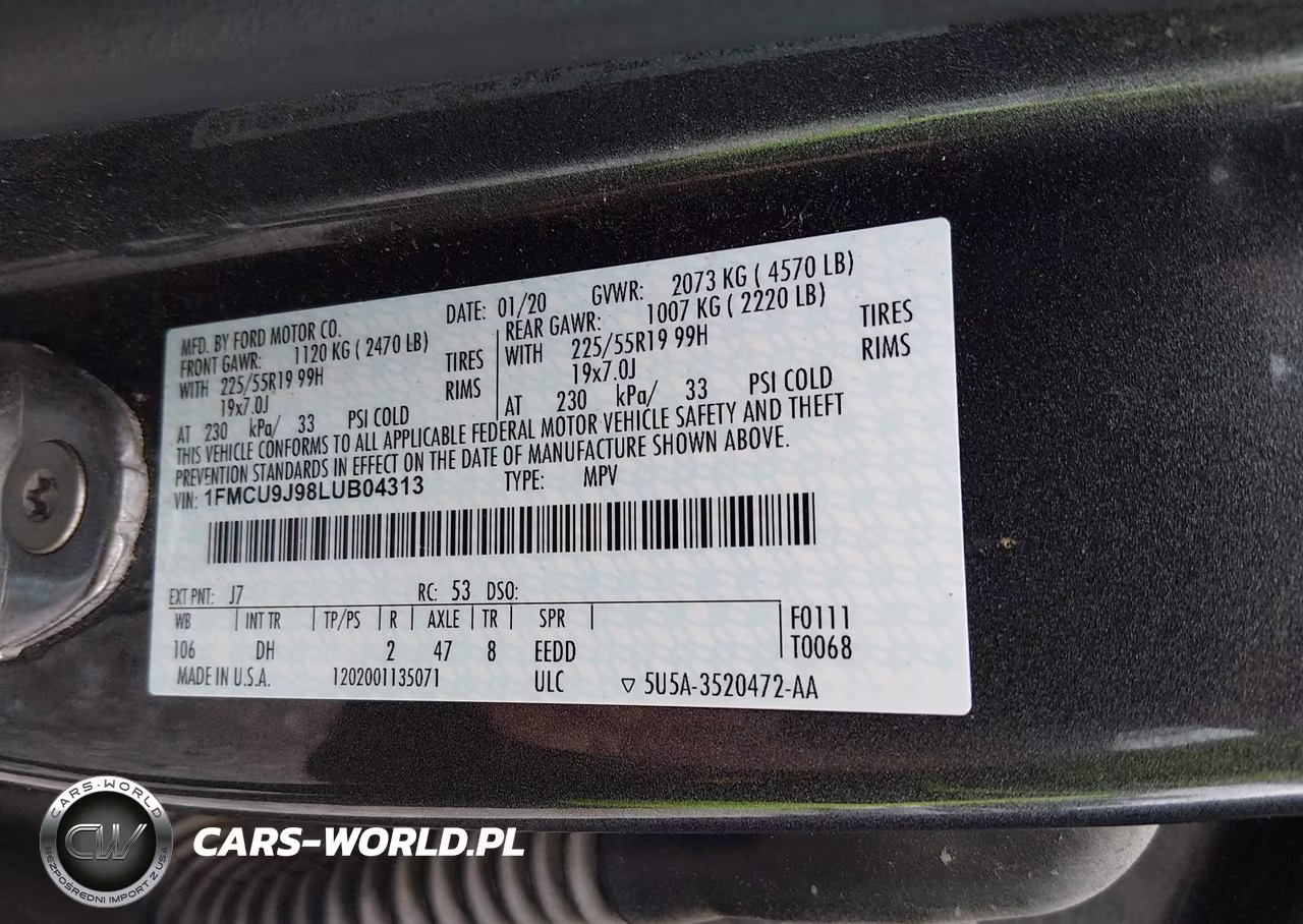 2020 Ford Escape Titanium VIN:1FMCU9J98LUB04313 - 9