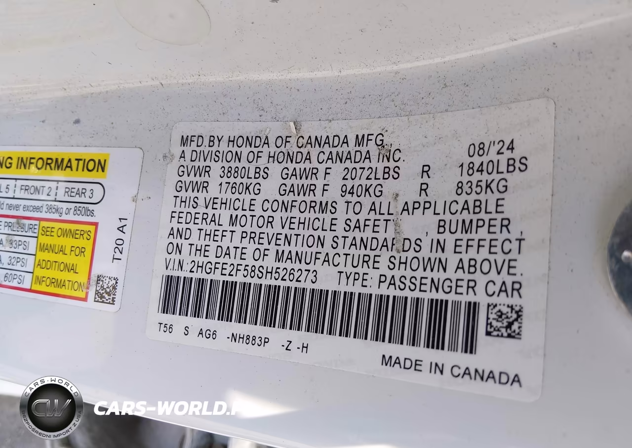 2025 Honda Civic Sport VIN:2HGFE2F58SH526273 - 9