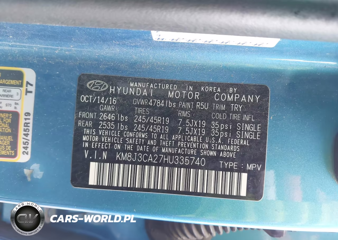 2017 Hyundai Tucson Sport VIN:KM8J3CA27HU335740 - 9