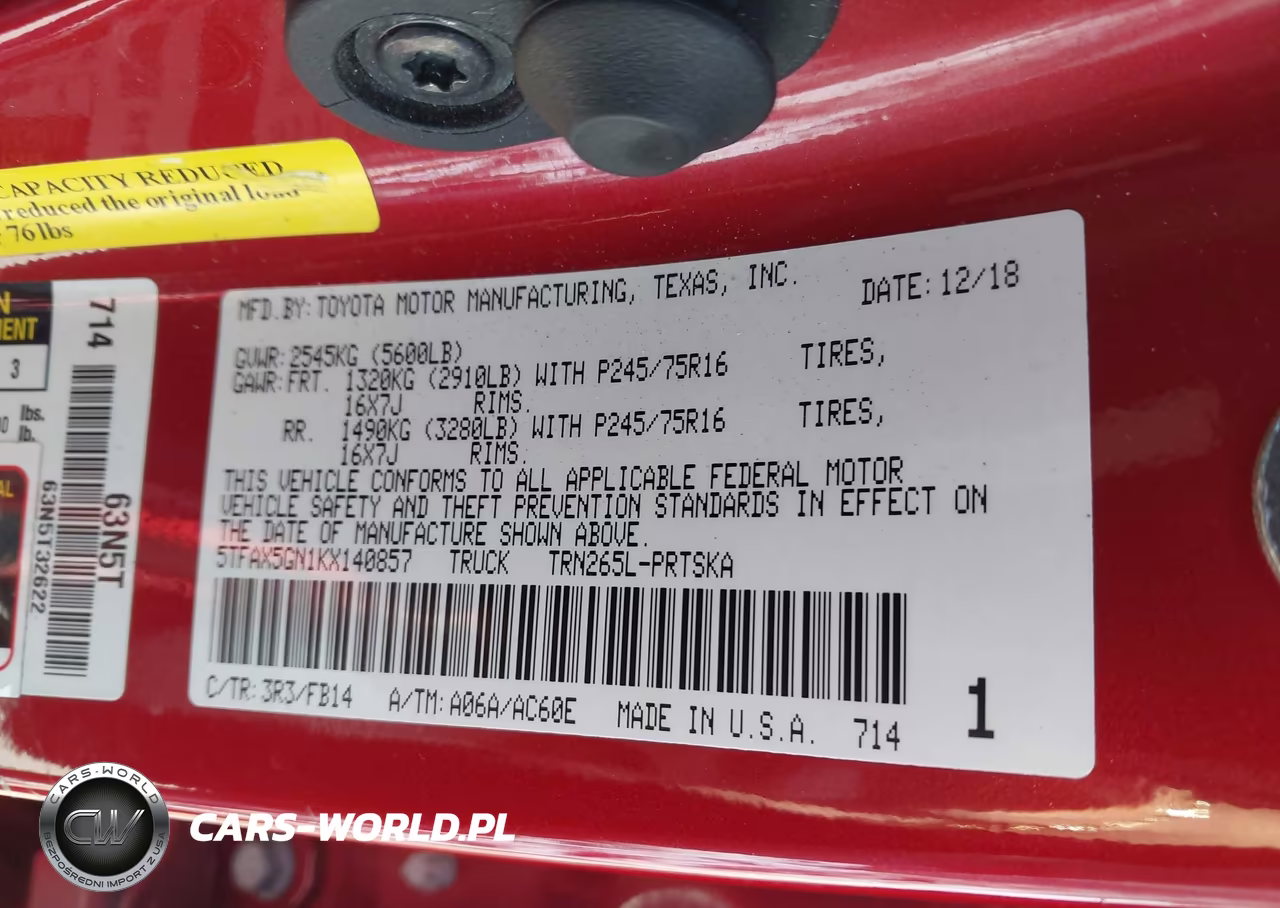 2019 Toyota Tacoma Sr VIN:5TFAX5GN1KX140857 - 9