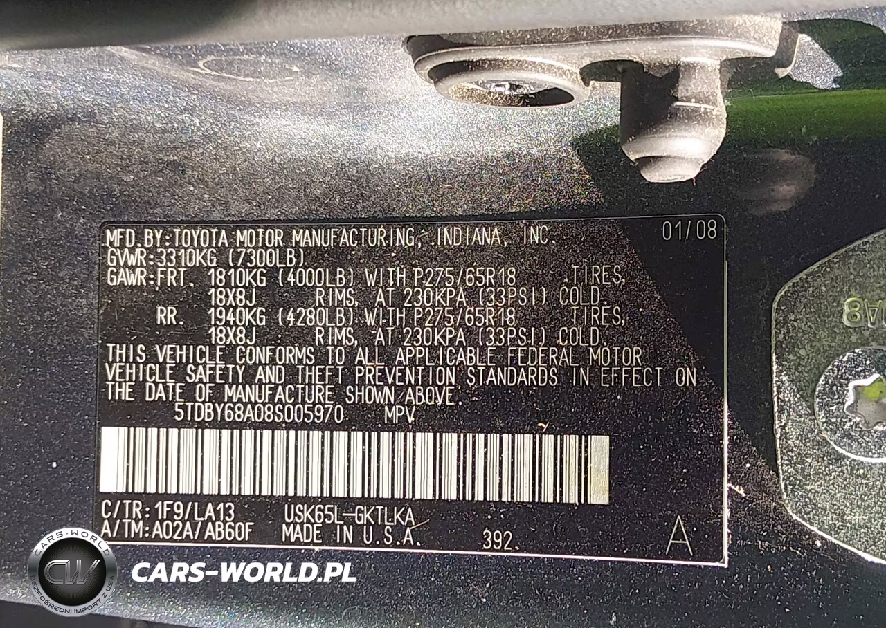 2008 Toyota Sequoia Limited 5.7L V8 VIN:5TDBY68A08S005970 - 9
