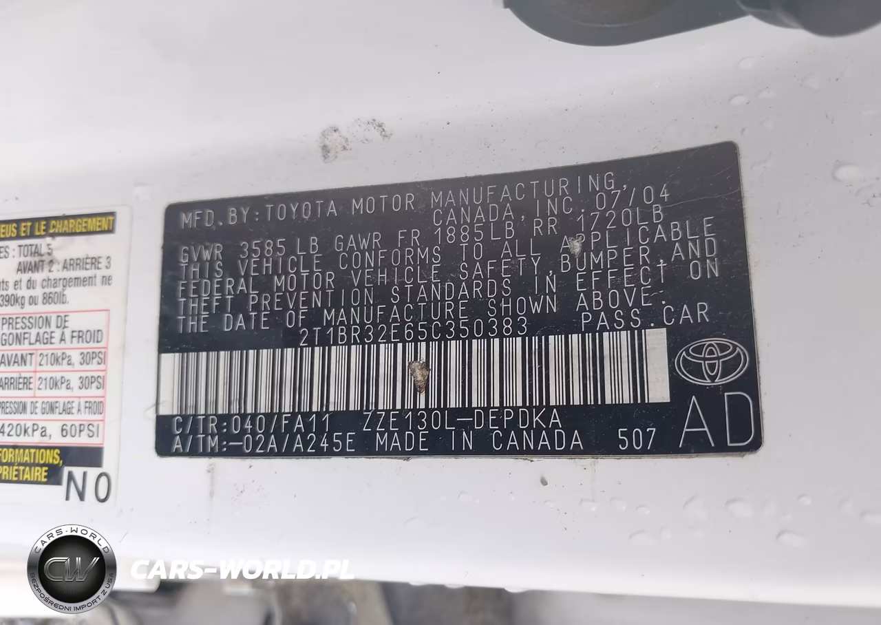 2005 Toyota Corolla Ce VIN:2T1BR32E65C350383 - 9