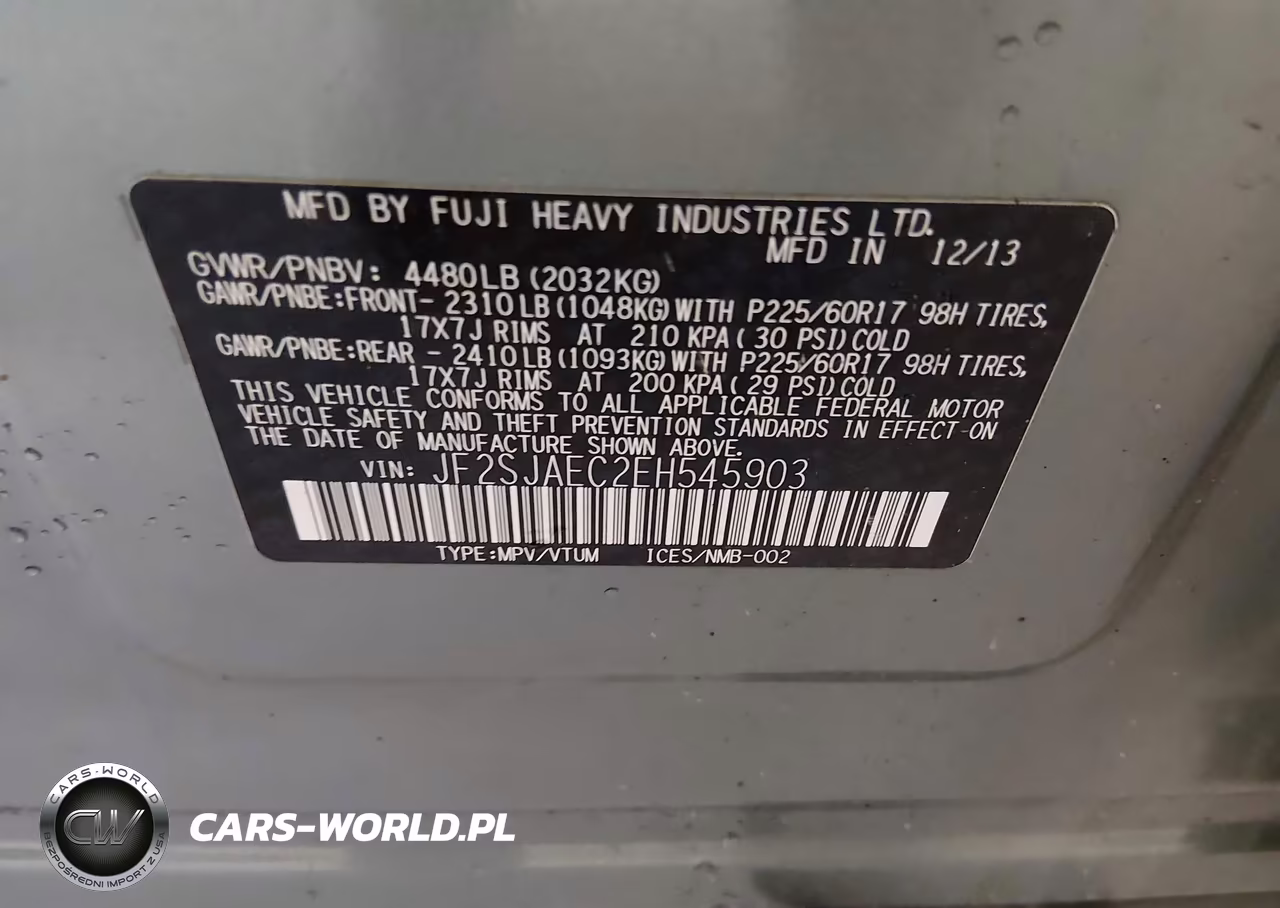 2014 Subaru Forester 2.5I Premium VIN:JF2SJAEC2EH545903 - 9