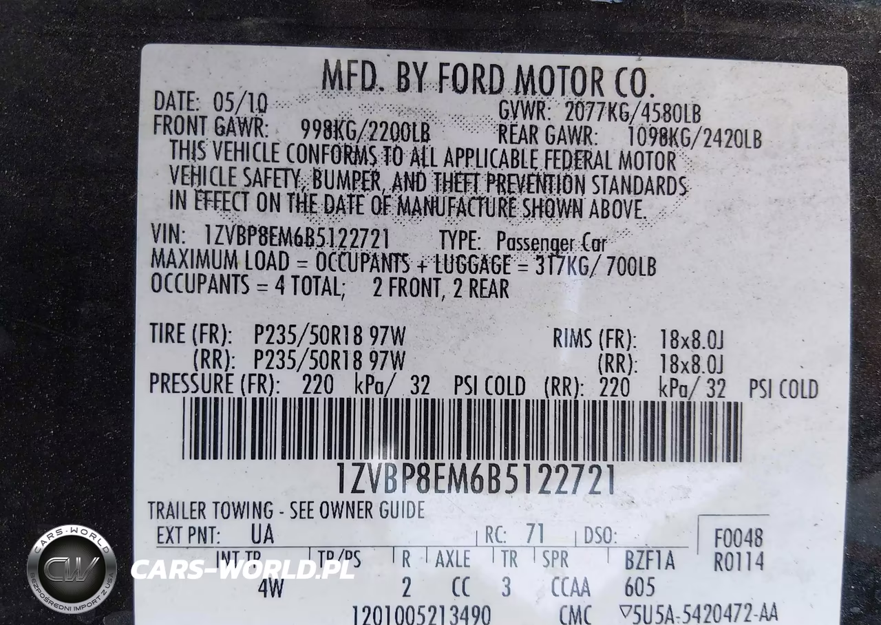 2011 Ford Mustang V6 Premium VIN:1ZVBP8EM6B5122721 - 9