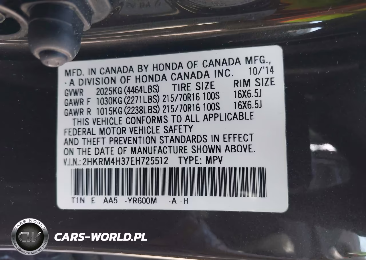 2014 Honda Cr-V Lx VIN:2HKRM4H37EH725512 - 9
