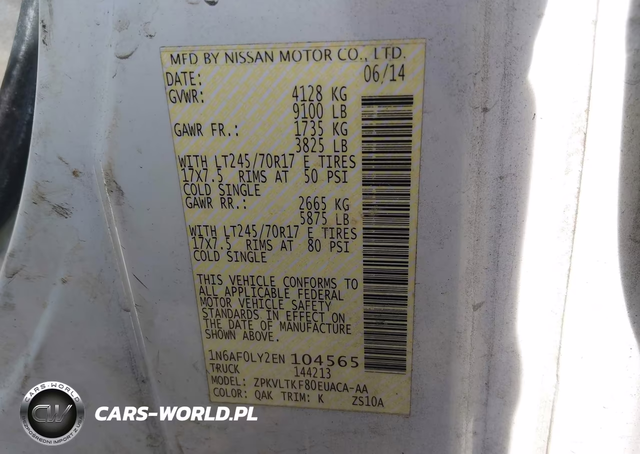 2014 Nissan Nv Cargo Nv2500 Hd Sv V8 VIN:1N6AF0LY2EN104565 - 9