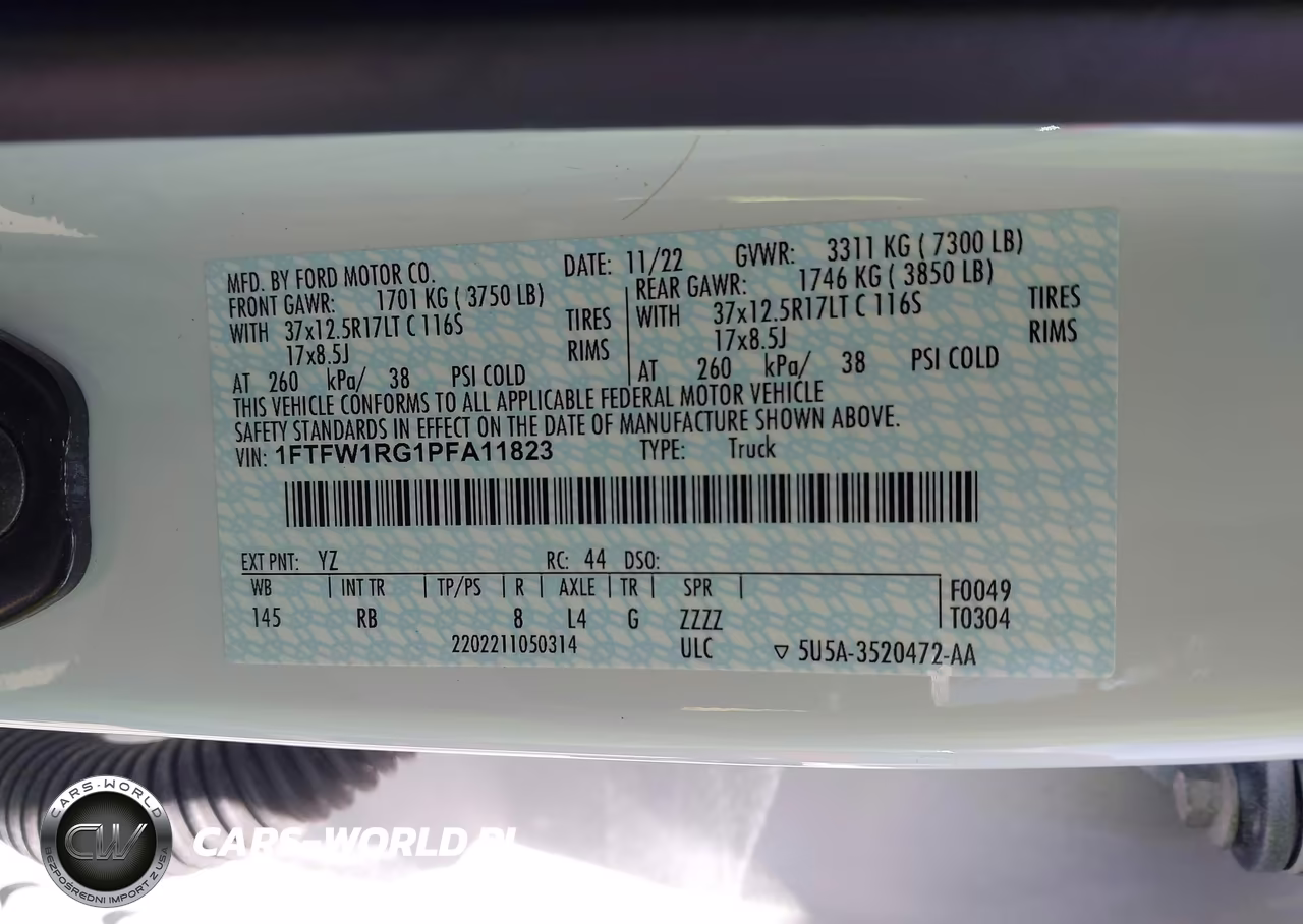 2023 Ford F-150 Raptor VIN:1FTFW1RG1PFA11823 - 9