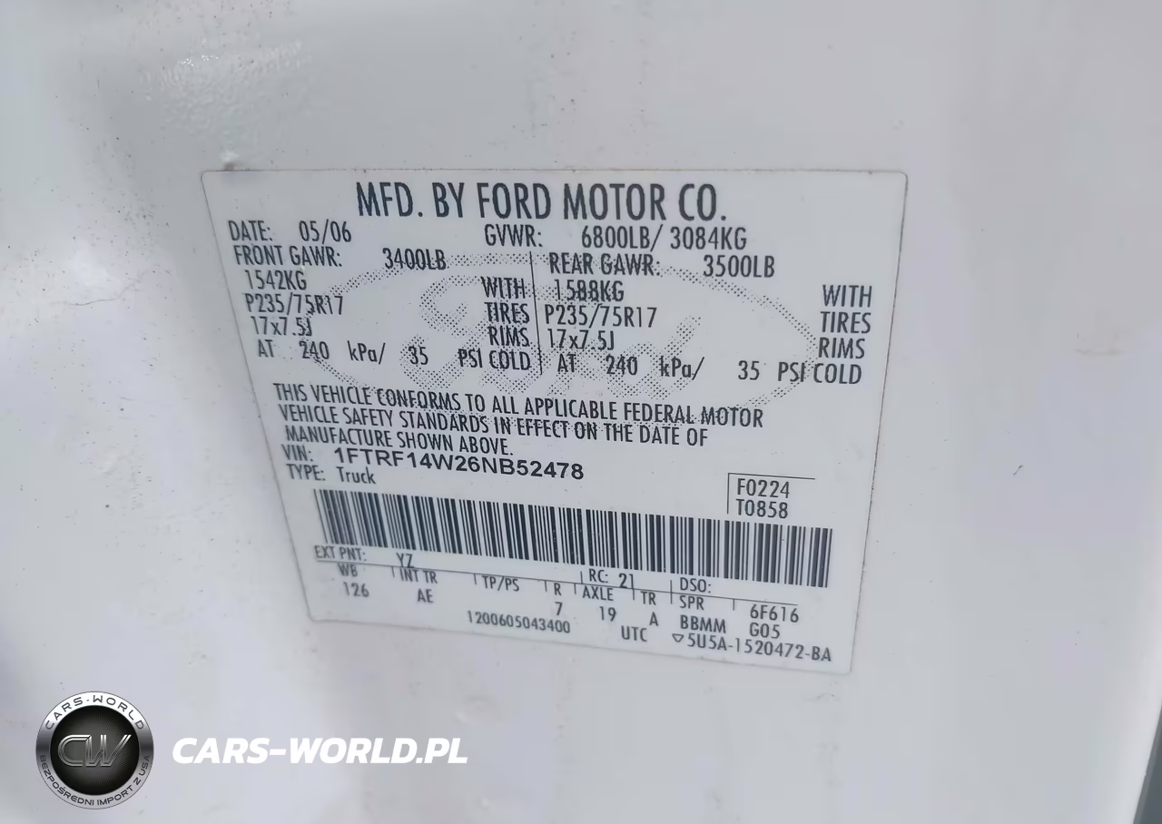 2006 Ford F-150 Stx-Xl-Xlt VIN:1FTRF14W26NB52478 - 9