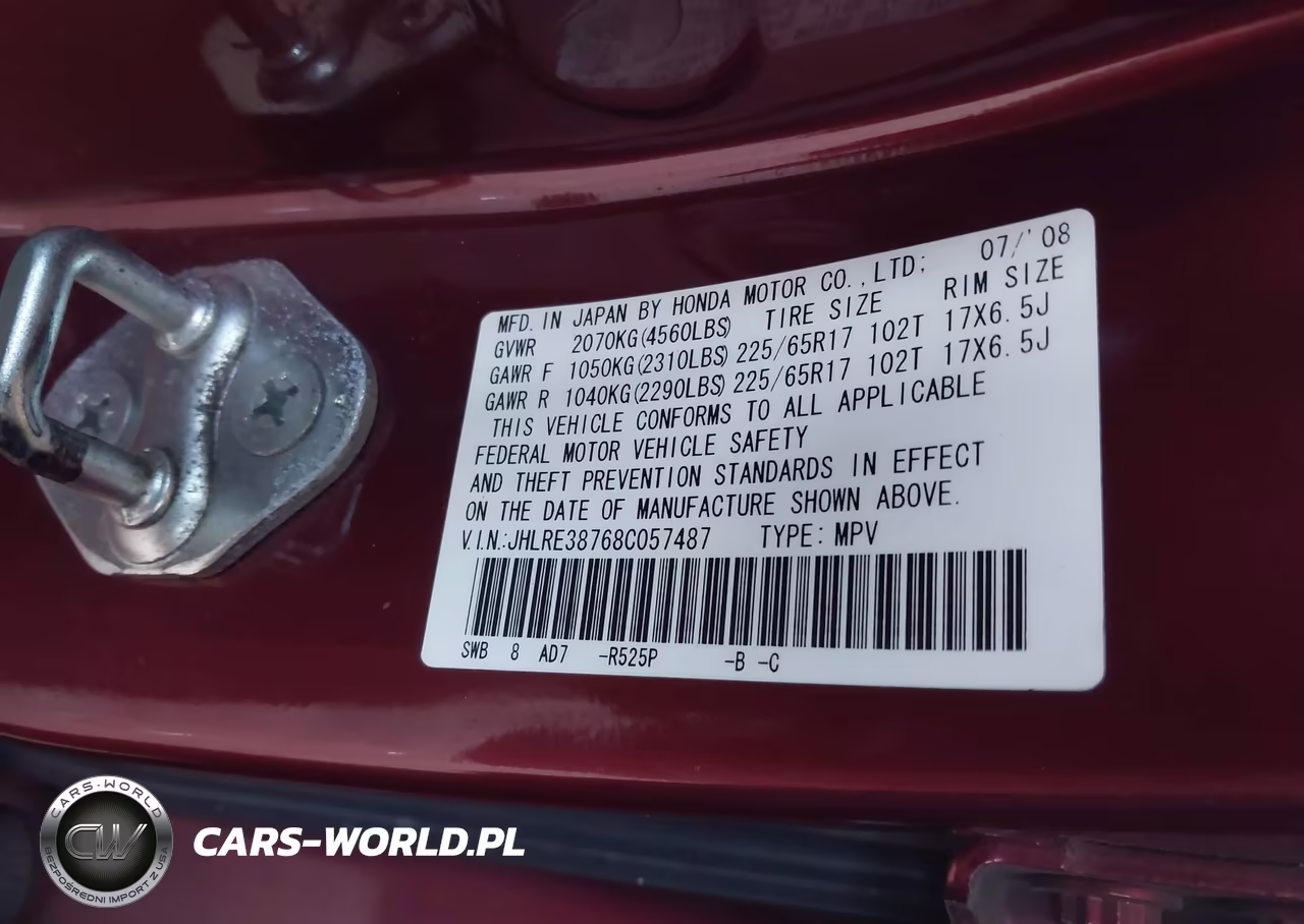 2008 Honda Cr-V Ex-L VIN:JHLRE38768C057487 - 9