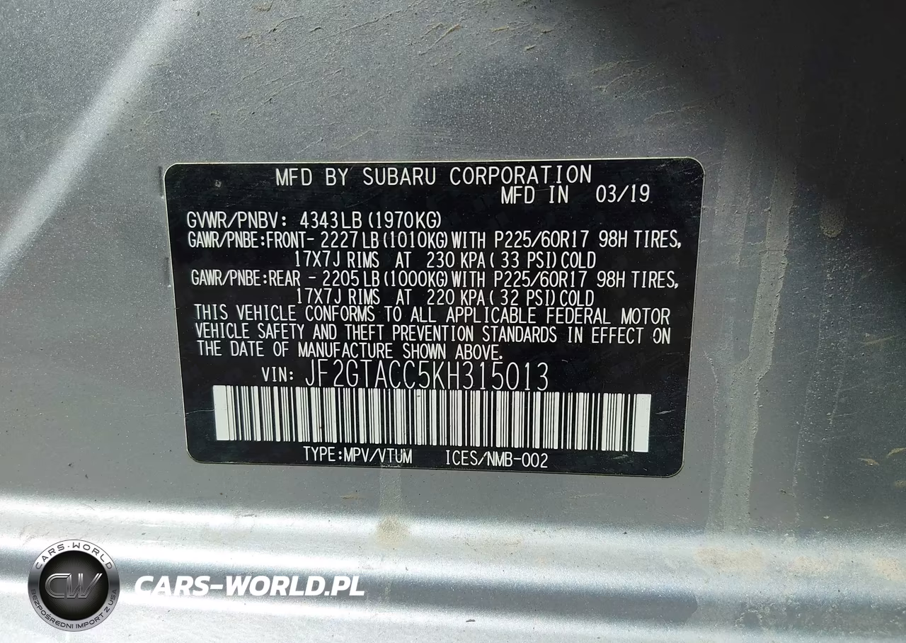 2019 Subaru Crosstrek 2.0I Premium VIN:JF2GTACC5KH315013 - 9
