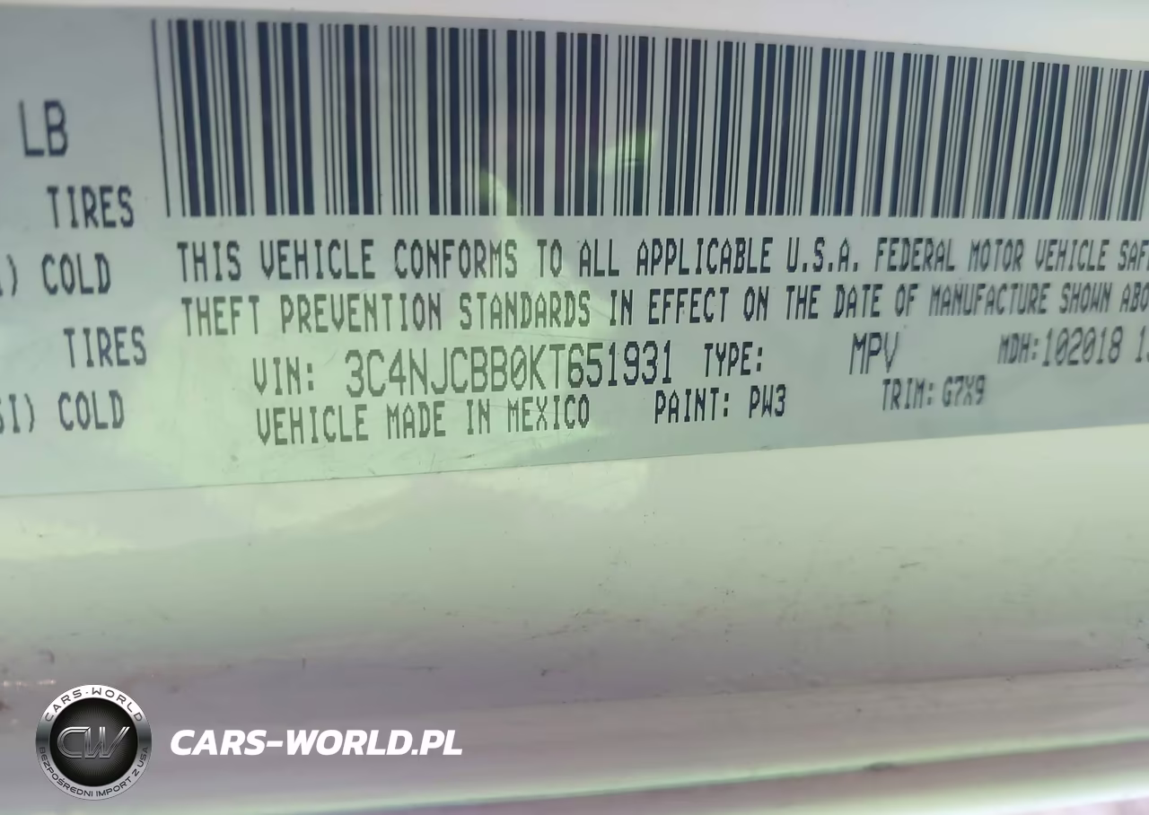2019 Jeep Compass Latitude Fwd VIN:3C4NJCBB0KT651931 - 9
