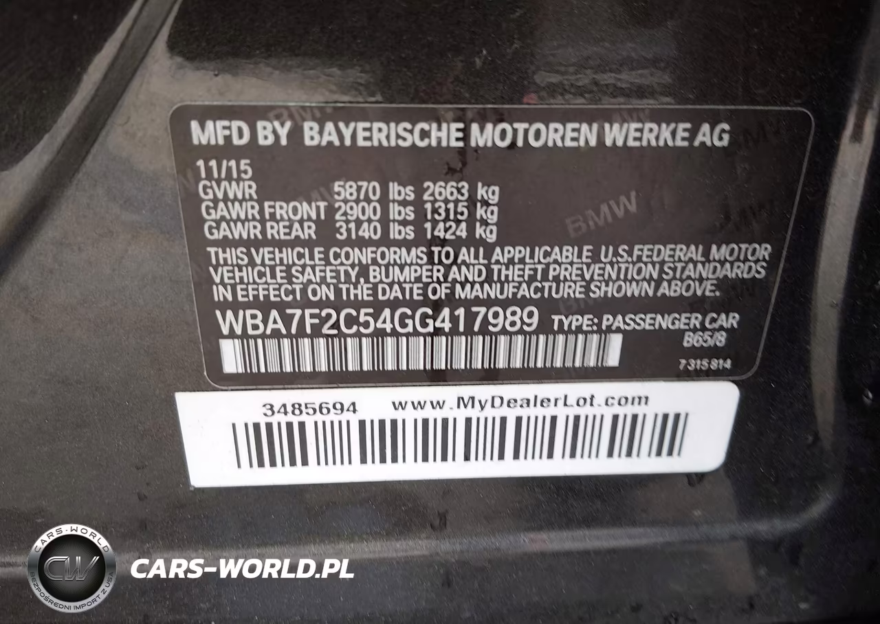 2016 BMW 750I xDrive VIN:WBA7F2C54GG417989 - 9