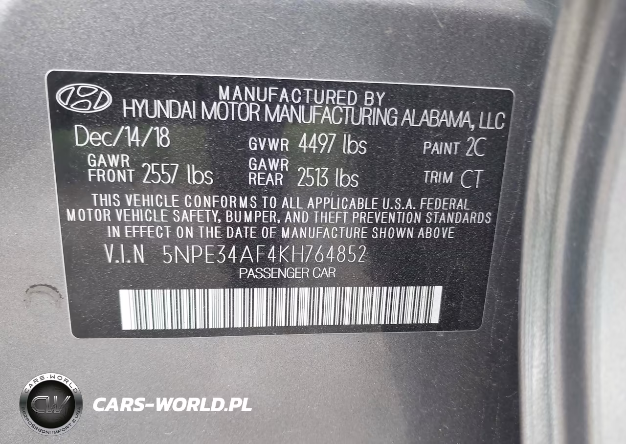 2019 Hyundai Sonata Sel VIN:5NPE34AF4KH764852 - 9