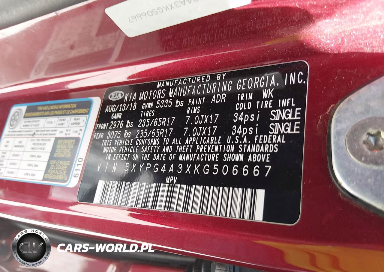 2019 Kia Sorento 2.4L Lx VIN:5XYPG4A3XKG506667 - 9