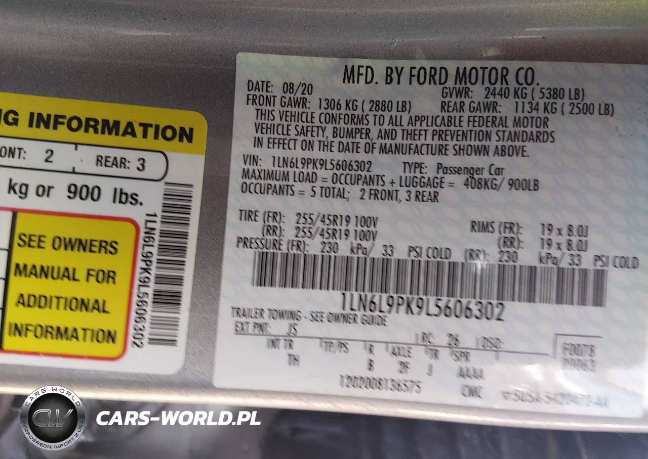 2020 Lincoln Continental Standard VIN:1LN6L9PK9L5606302 - 9